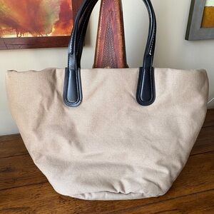 Zara Tan and Black Tote Bag with Spacious Design